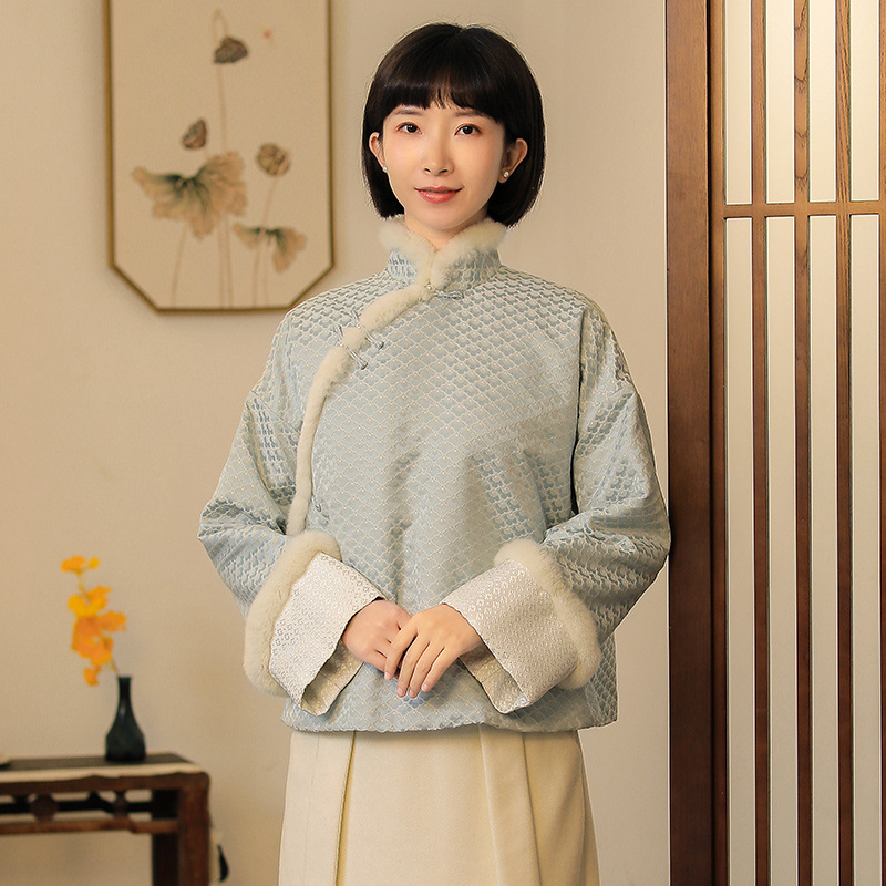 起念原创民国风唐装上衣女秋冬款中式改良复古盘扣小香风短款外套