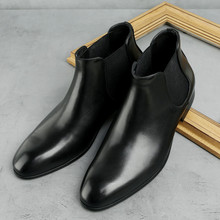 2020新款男式皮靴工作高帮鞋头层牛皮单靴欧版风格纯皮高筒套筒靴