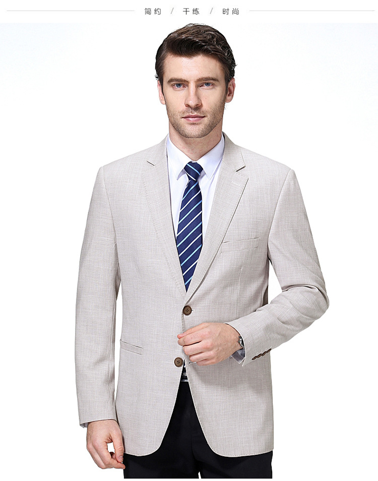 男装韩版羊毛呢西装外套男式休闲西服宽松便西中年浅色薄外套代发