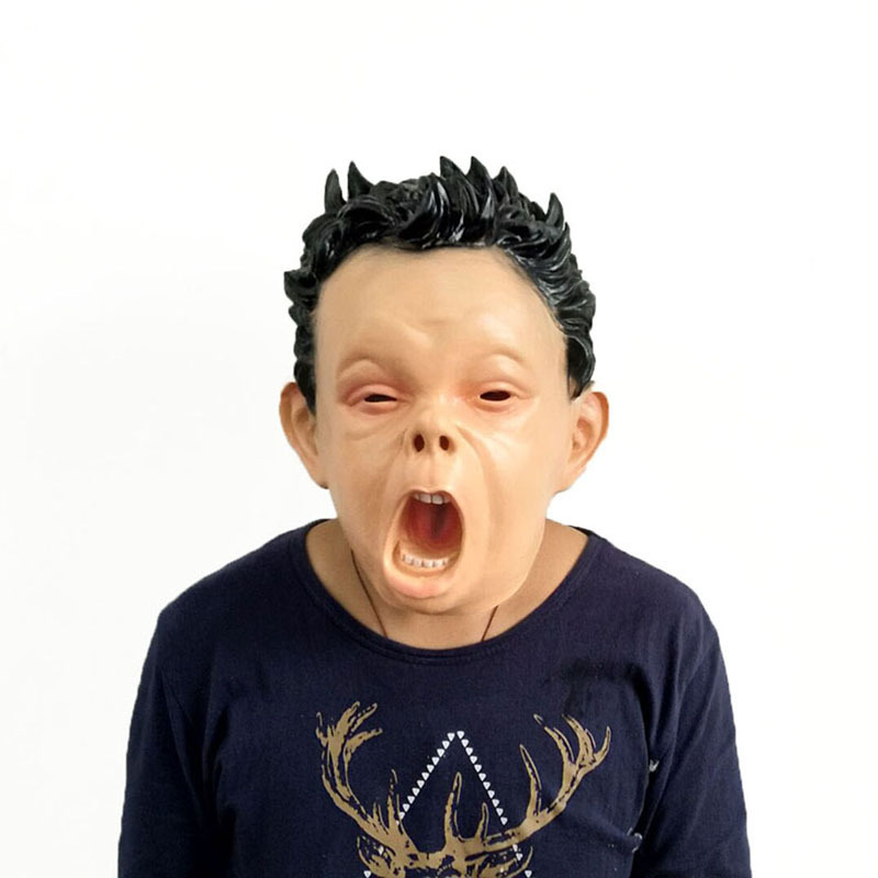 乳胶笑脸瞌睡表情人物面具头套系列搞怪派对万圣节面罩