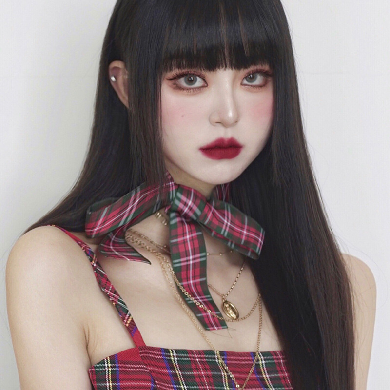 日韩假发女长直发姬发式三刀平水母头日系整顶自然空气刘海假头套