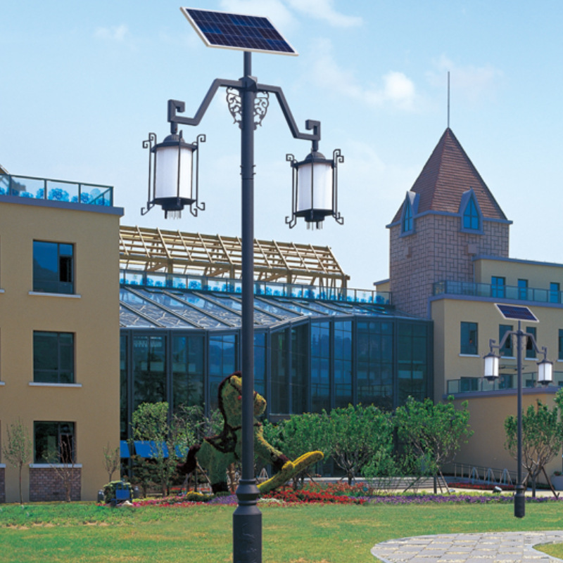 led太阳能庭院灯4米3米高60w一体化双头农村小区景区景观照明路灯