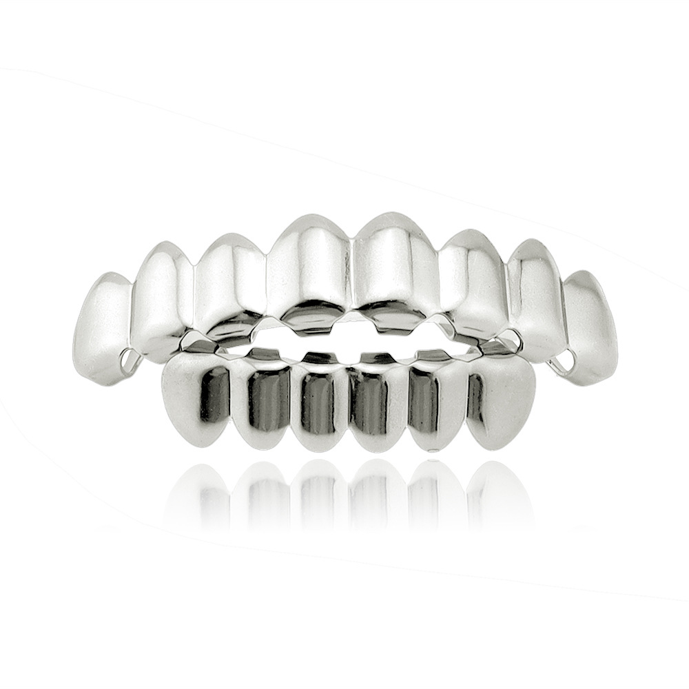 欧美hiphop grillz上8颗下6颗电镀真金嘻哈牙套18k金跨境热销批发