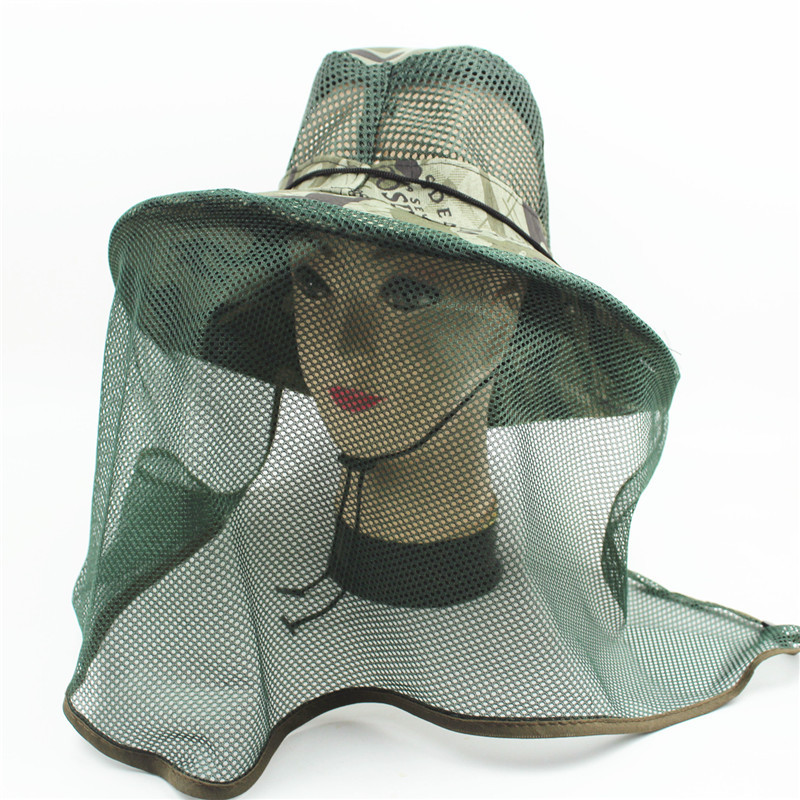批发蚊帽 户外迷彩披肩帽 防蚊虫养蜂帽 迷彩纱网帽子