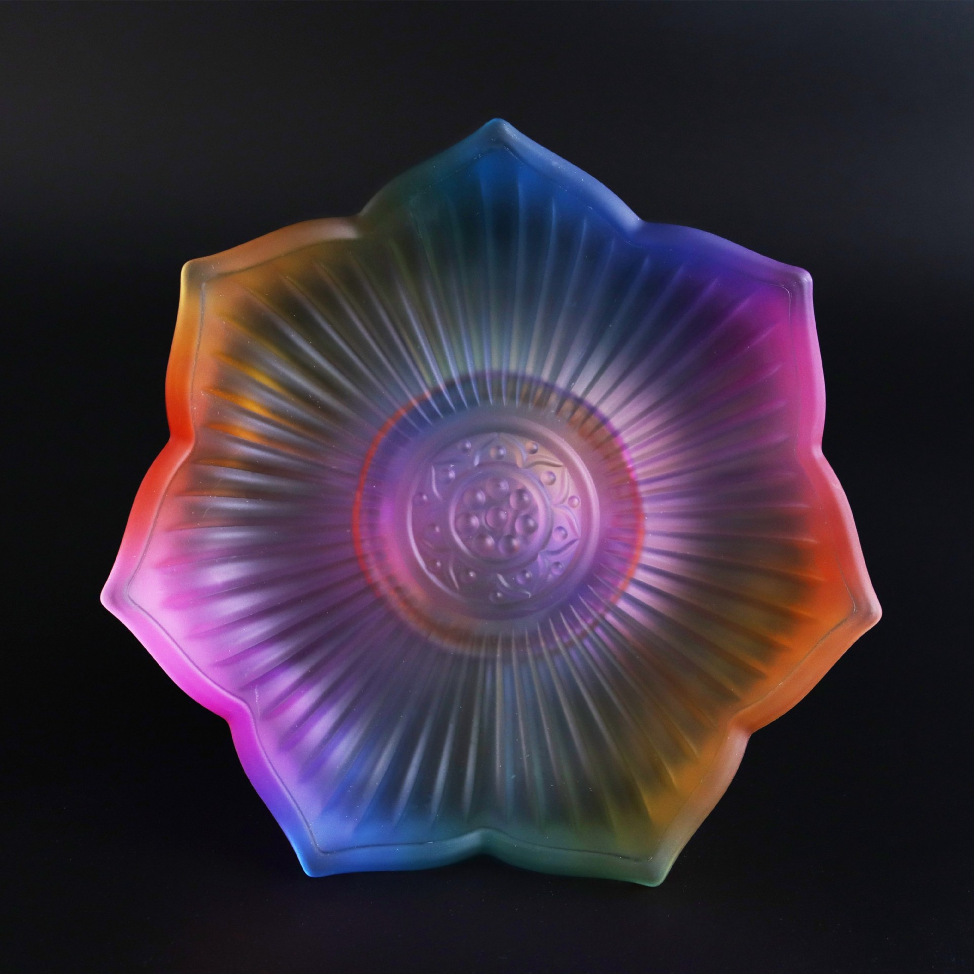 佛具用品七彩琉璃荷花供果盘 寺庙供佛水果盘家用供具摆件批发