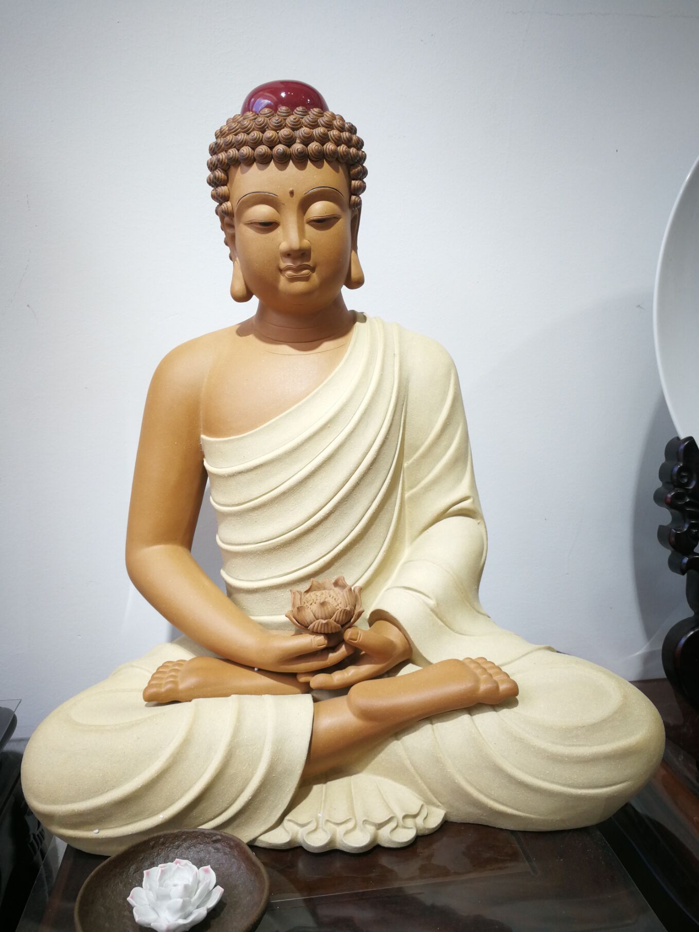 坐如来佛祖释迦牟尼石湾陶瓷公仔佛像中式禅意经典客厅摆设纯手工