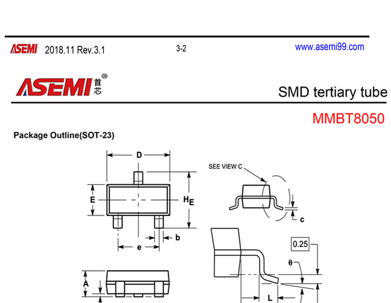 mmbt8050 8550 贴片三极管 sot-23封装asemi品牌 npn型大电流信号