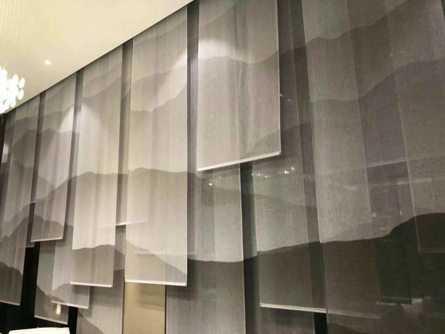 定制新中式透景纱屏画半透明银uv微喷画屏风纱画喷绘纱屏风隔断