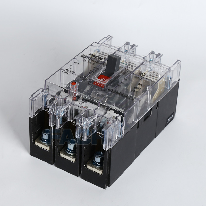 hcm1-250a空开塑壳断路器透明电闸塑料外壳式空气开关3p电压380v