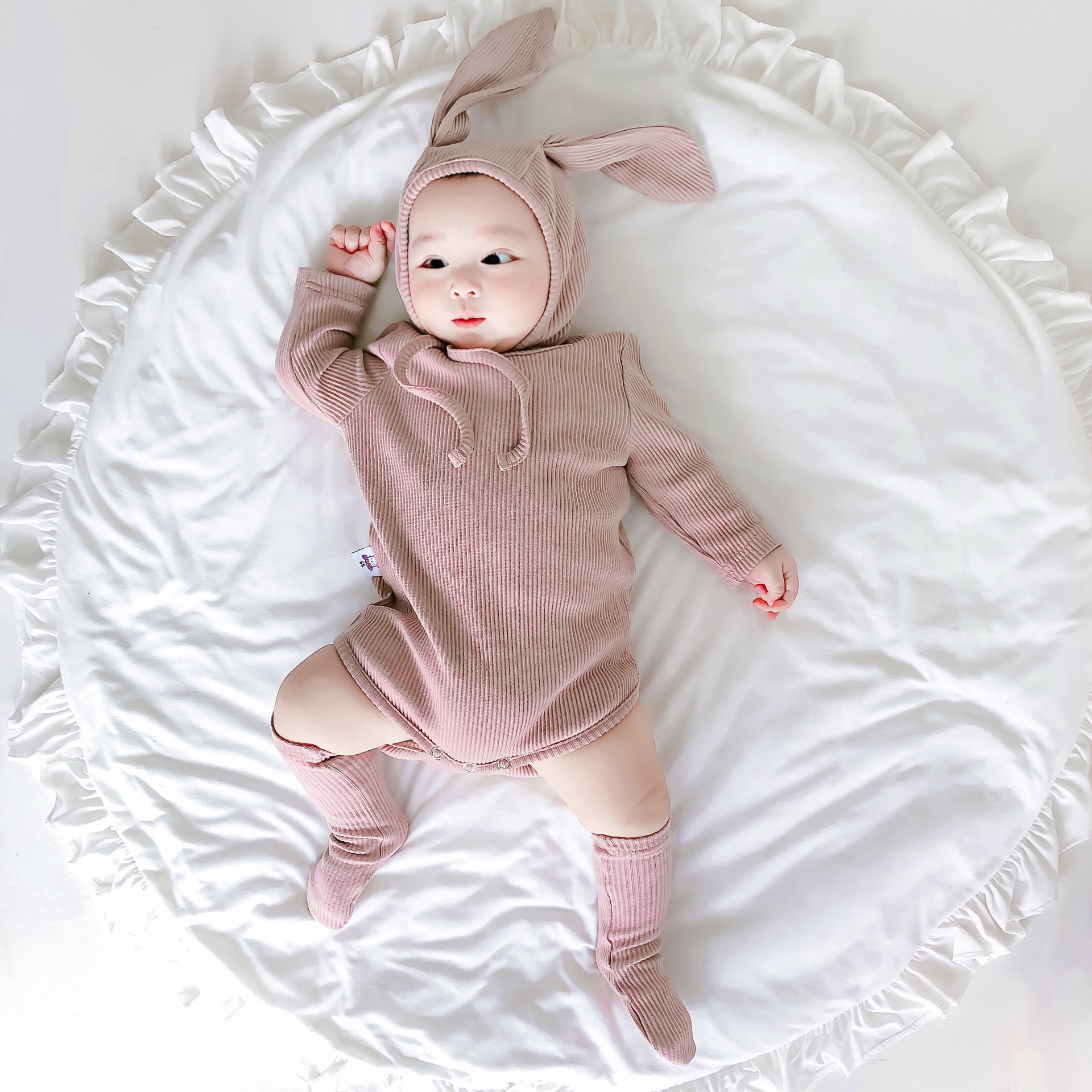 Online Celebrity Baby Korean Style Autumn Clothes Young Baby with Hat Rabbit Shape Cute Sheath Newborn Three-Piece Suit Baby Clothes