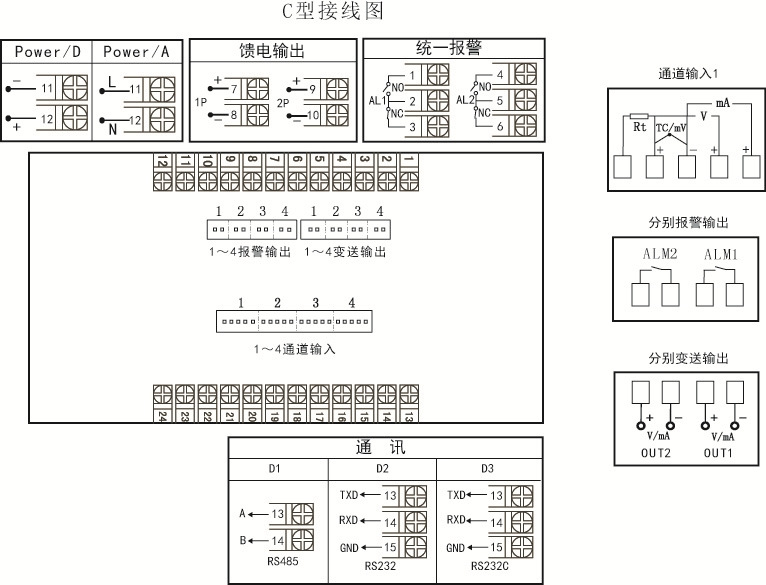 nhr-5740c-55-00/x/d1/x-a虹润多路温度巡检仪四路测量仪485通讯