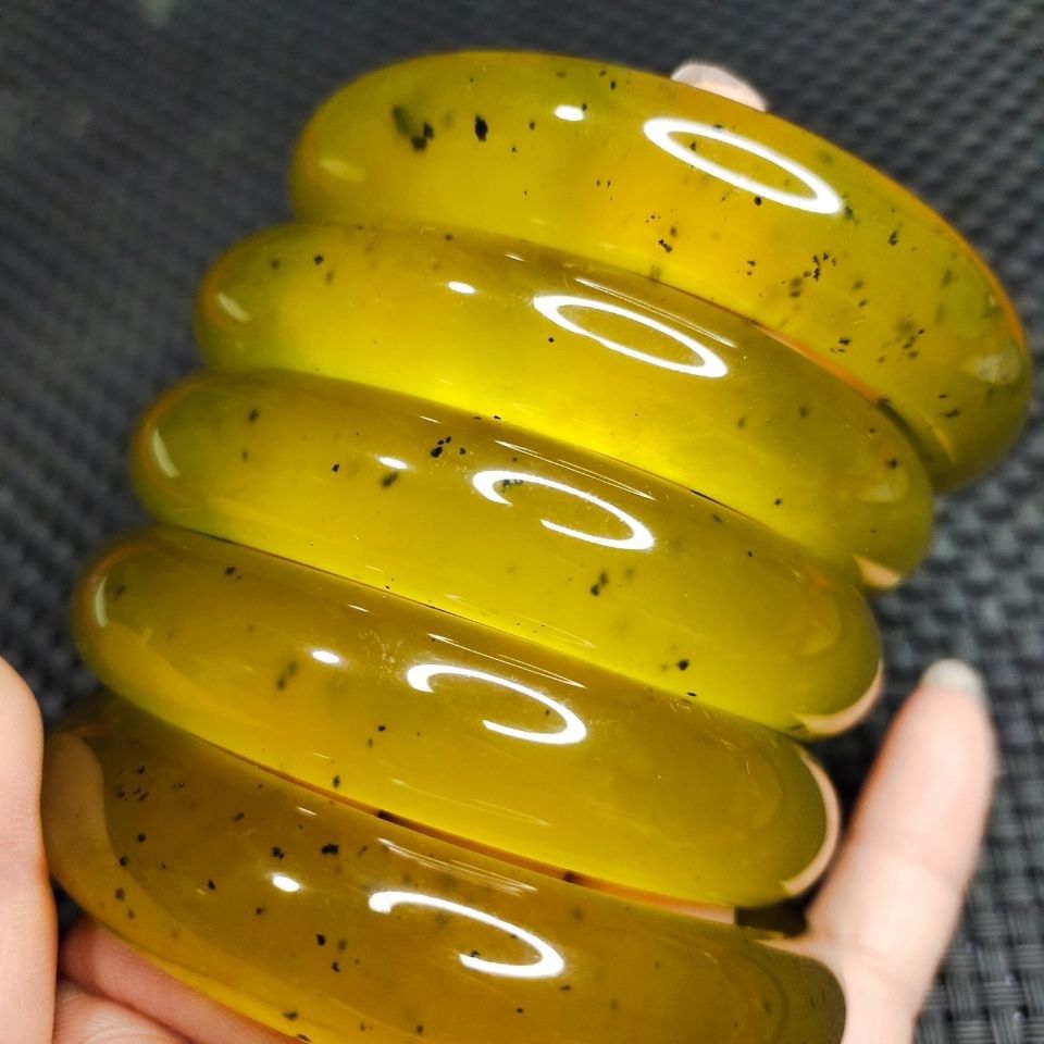 【岫玉】岫玉手镯 女士玉镯 岫玉黄金玉手镯岫