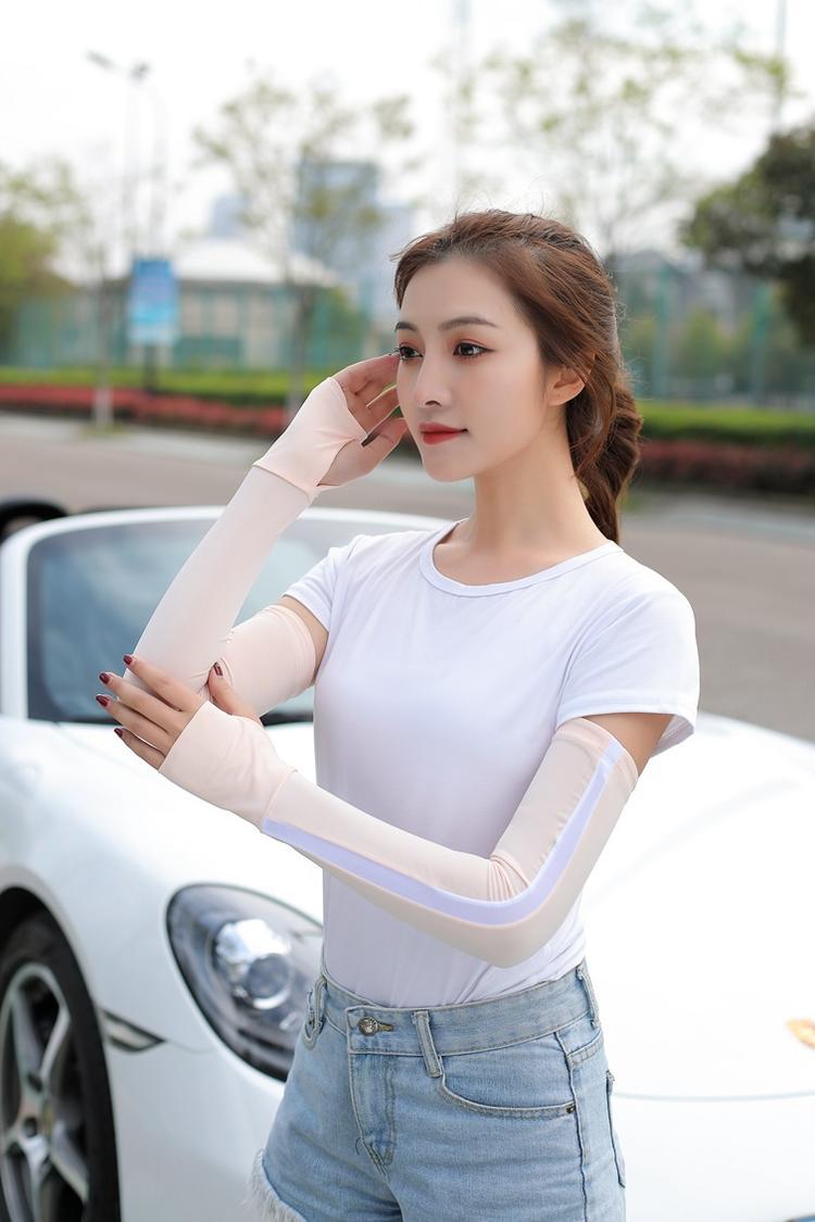 春夏新款韩版防晒运动冰袖 时尚百搭透气手臂套 纯色防晒冰袖批发