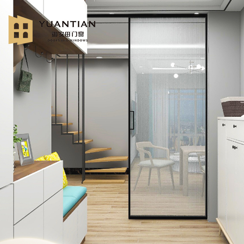 极窄铝合金单轨吊趟门 单扇卫生间推拉门 室内厨房厕所玻璃平移门