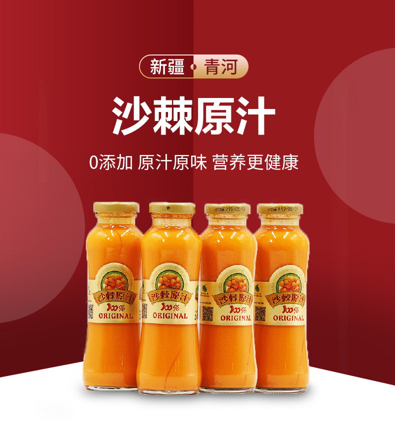 新疆特产沙棘原汁248ml*20瓶 特色果汁饮品饮料批发
