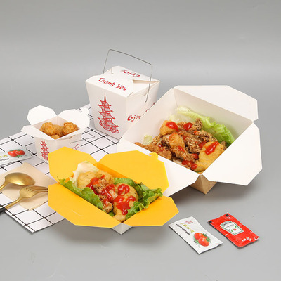 韩式炸鸡盒牛皮纸打包盒外卖小吃油炸食品包装盒一次性纸餐盒定制