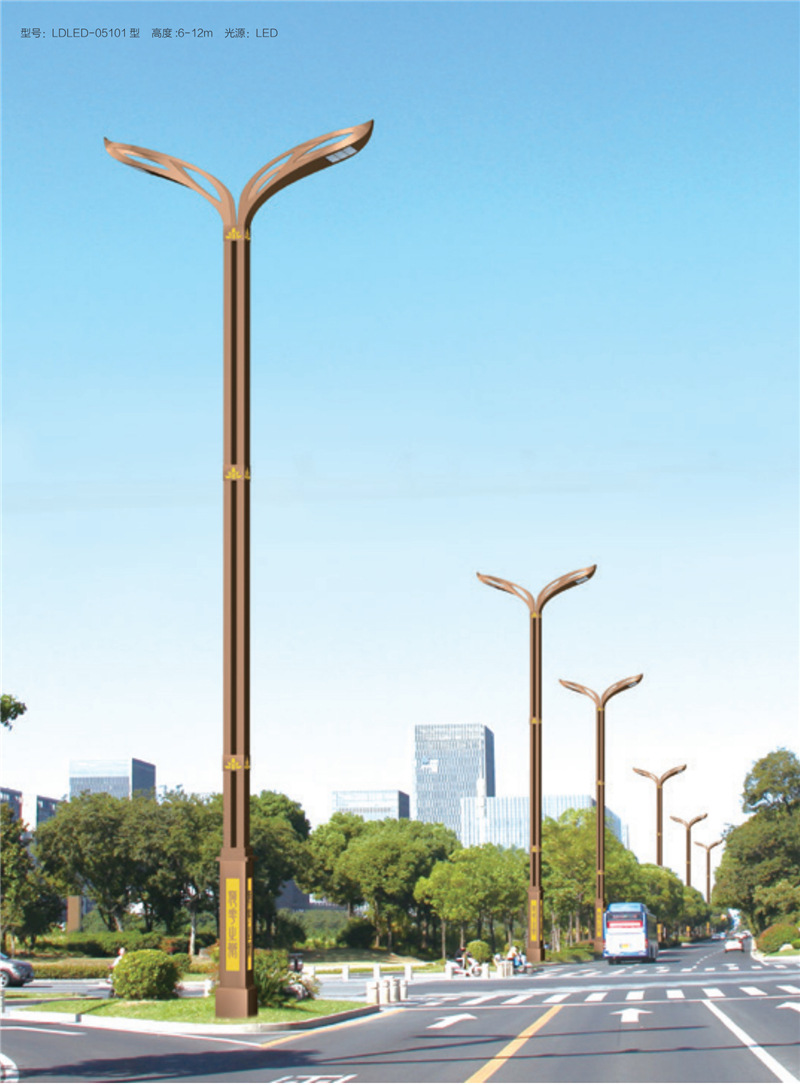 led市电路灯杆 市政道路6米双臂led路灯 户外高低臂太阳能路灯