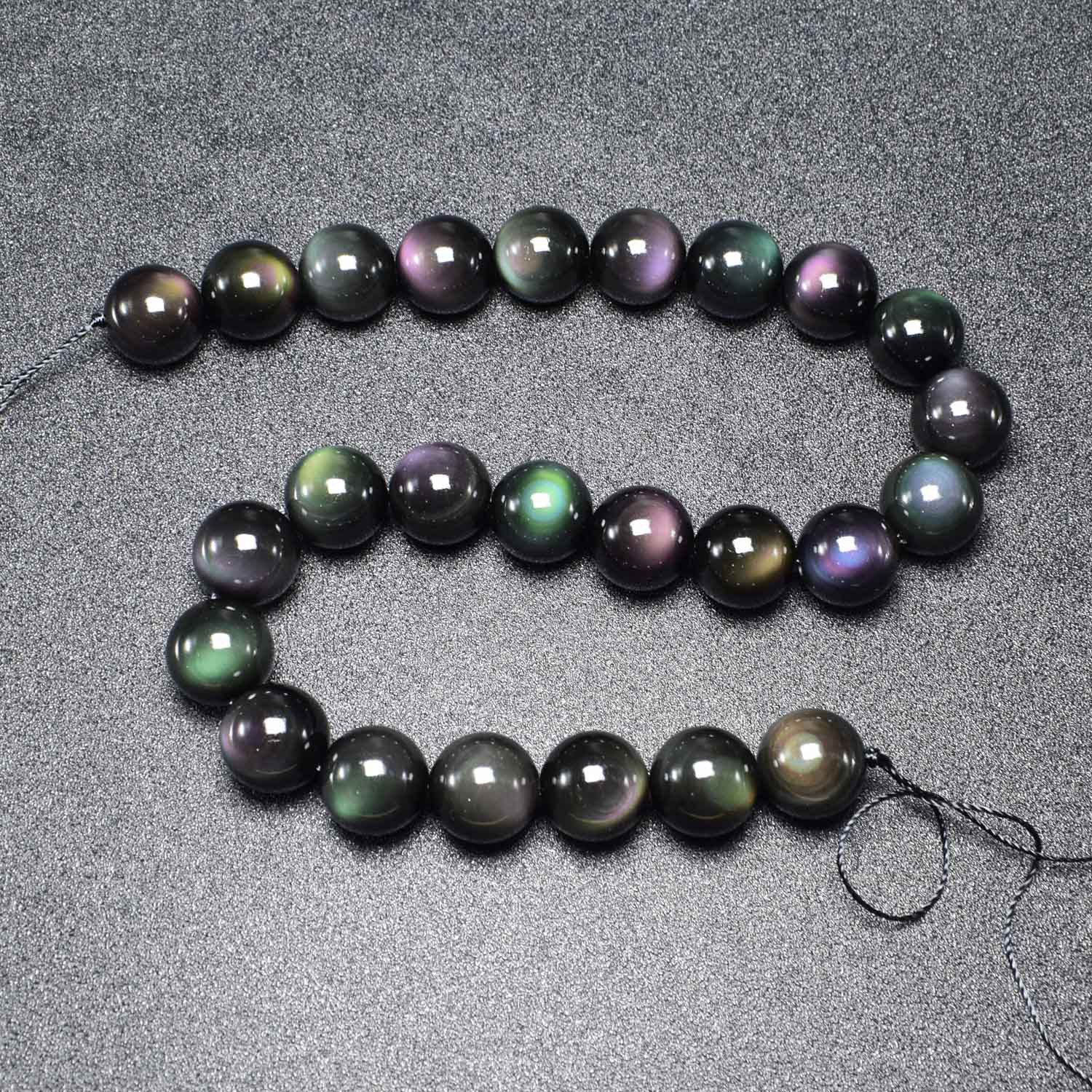 天然黑曜石双彩虹眼散珠长链6-20mm diy佛珠手串 厂家低价批发