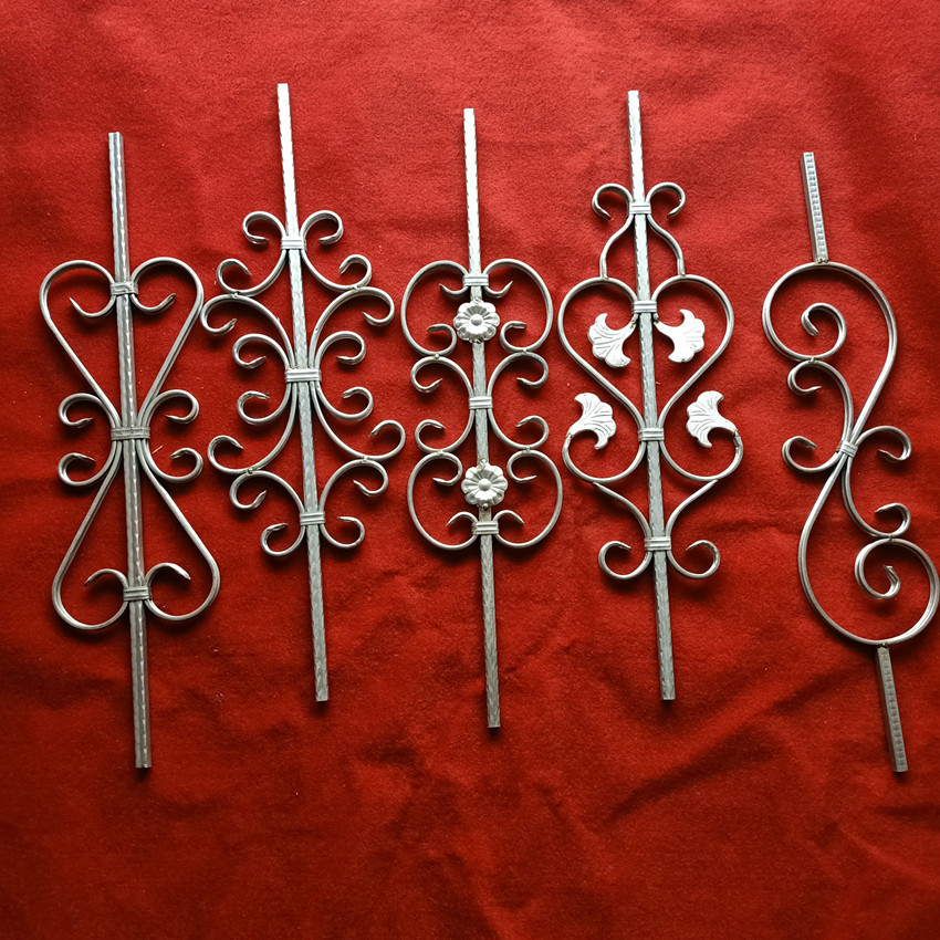 锻打铁艺楼梯花空心方管楼梯花铁艺楼梯杆铁艺楼梯扶手花