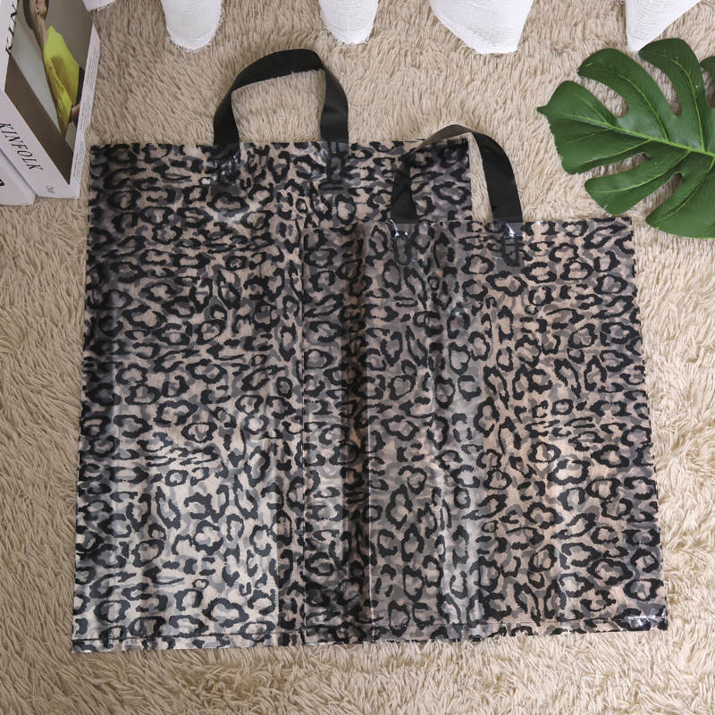 豹纹加厚服装店袋子装衣服大中小号塑料手提袋礼品袋购物鞋袋时尚