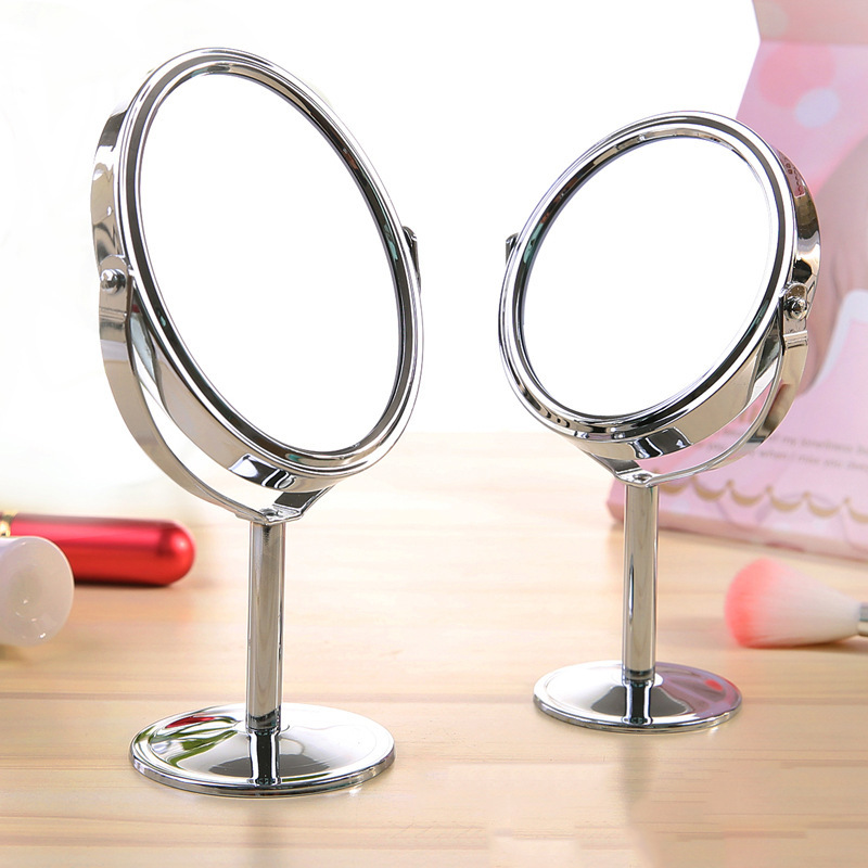HD Double-Sided Desktop Makeup Mirror Metal Magnifying Desktop Small Mirror Large Office Rotating Mirror Dressing Mirror
