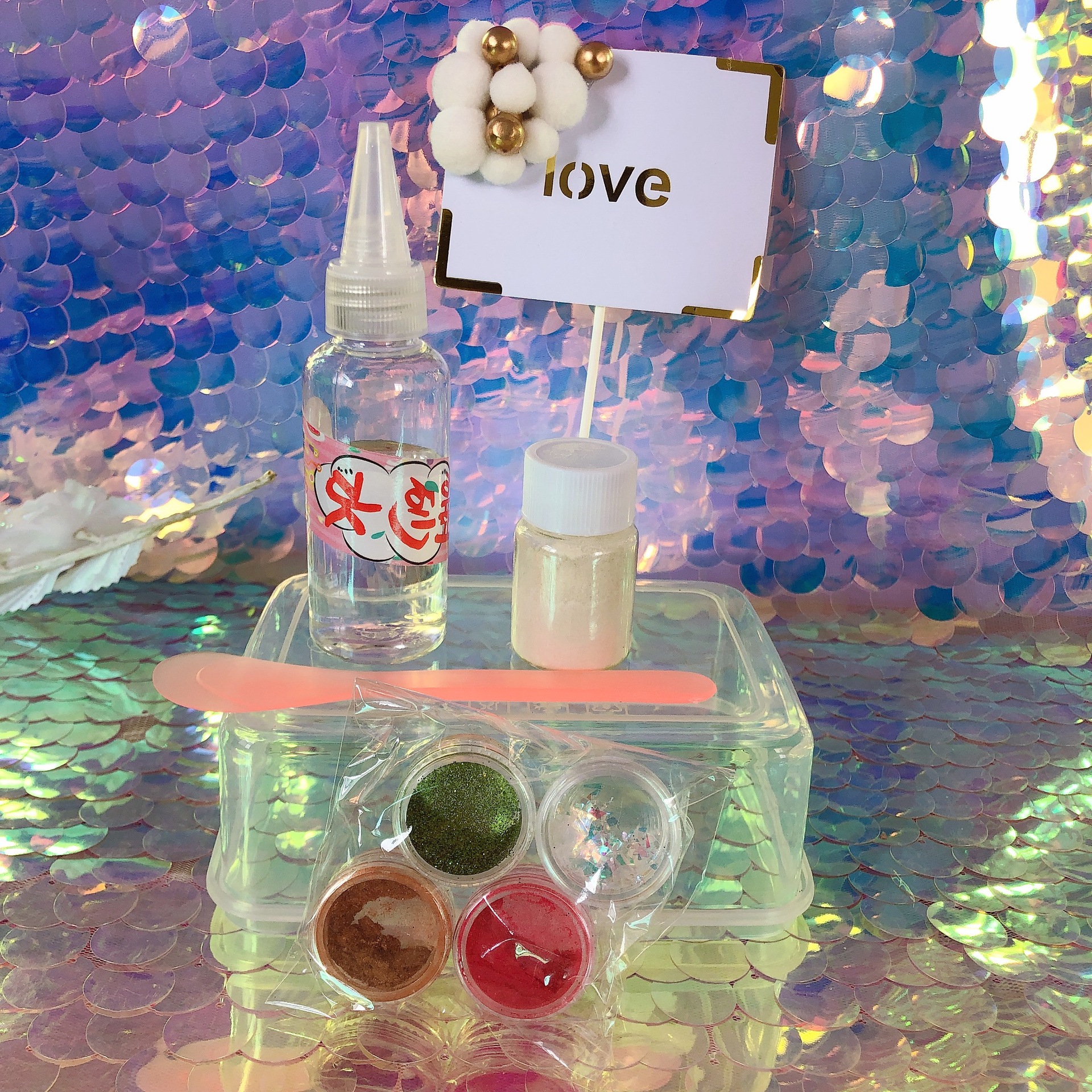 厂家批发新型假水泥套装 自制diy不粘手假水材料史莱姆全套材料包