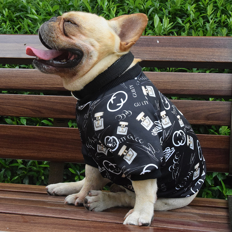 潮牌狗狗衣服 网红同款香水印花宠物衣服 小型犬宠物装 狗衣服