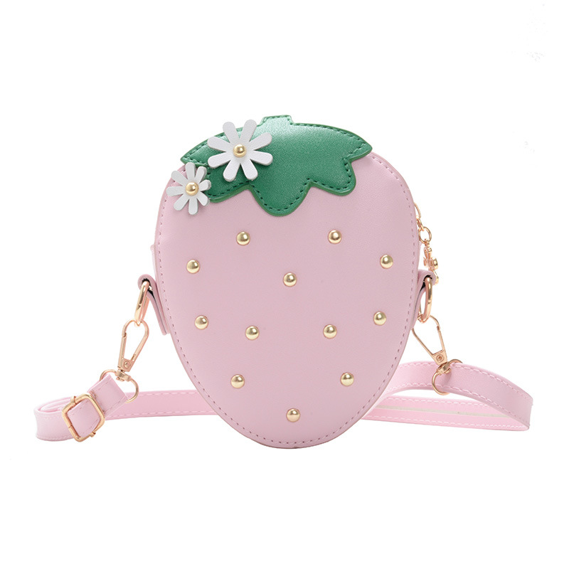 2020 Spring New Children's Bags Three-Dimensional Strawberry Pu Shoulder Bag Children Crossbody Accessory Bag Princess Coin Purse