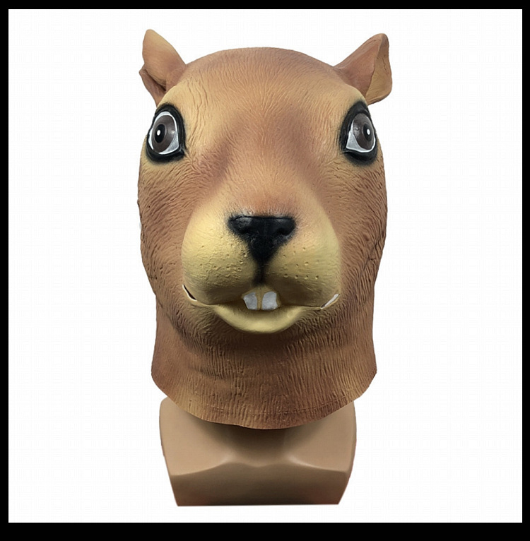 可爱松鼠动物头套面具 化妆舞会搞笑卡通头饰 万圣节派对表演道具