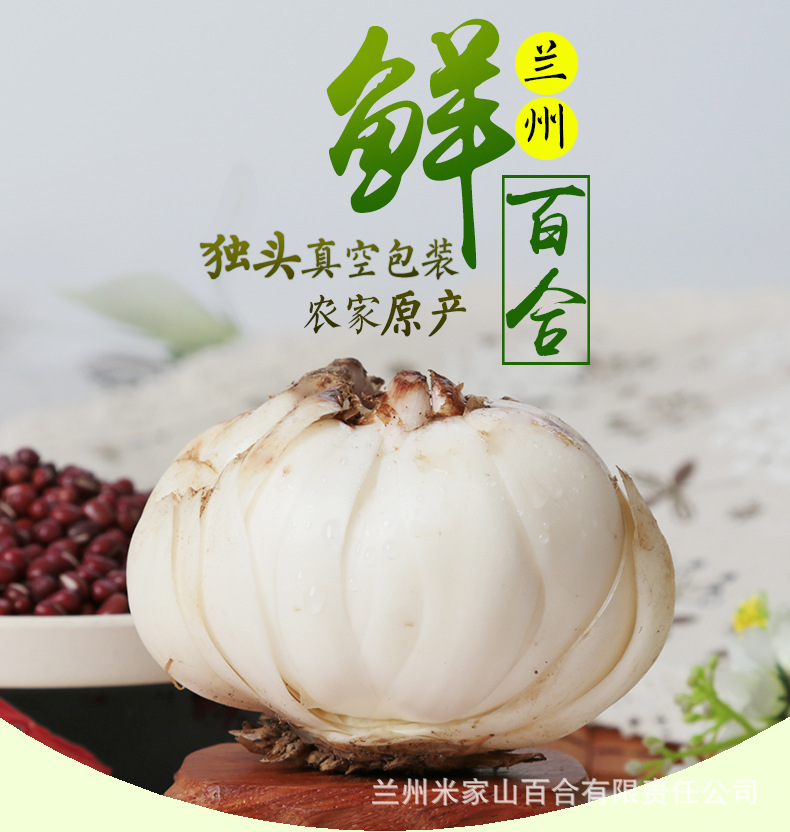 兰州百合十年生独头皇 4颗一斤特产甜百合抽真空袋装新货产地直发