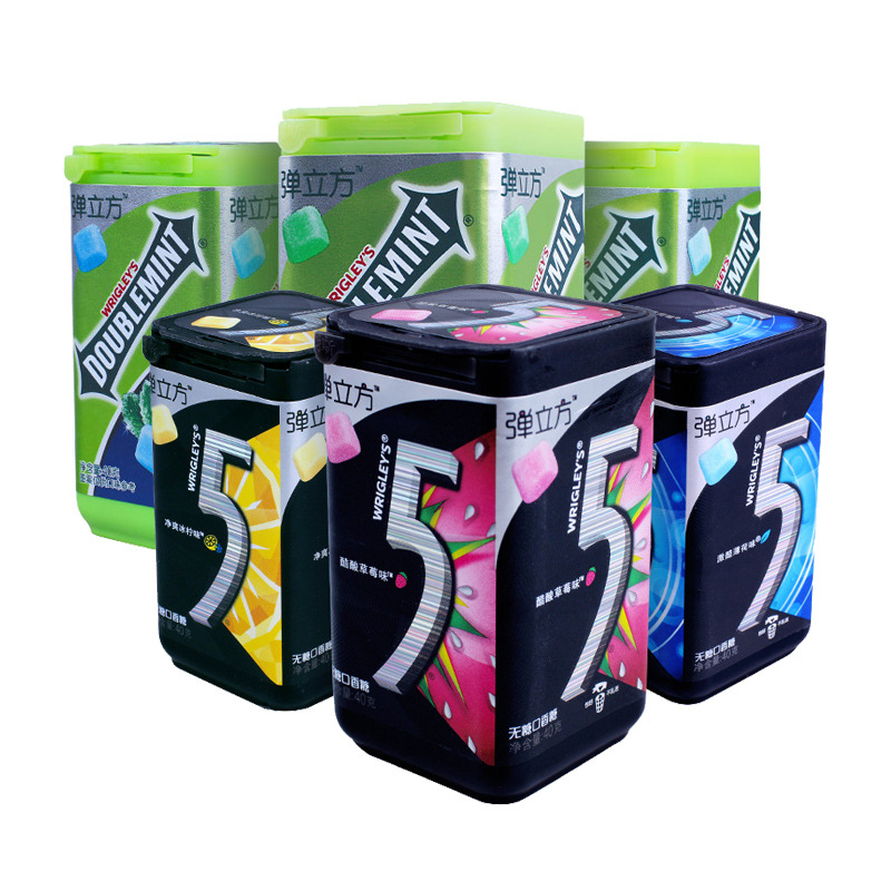 无糖口香糖5/five弹立方40g6瓶木糖醇薄荷糖清新口气批发