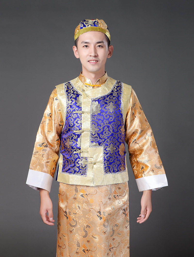 清朝阿哥服装满族古装批发男成人贝勒爷地主年会运动会舞台演出服