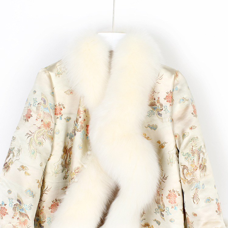 吾凰海宁皮草外套宫廷风名媛中国风狐狸毛斗篷女龙凤呈祥唐装钉珠