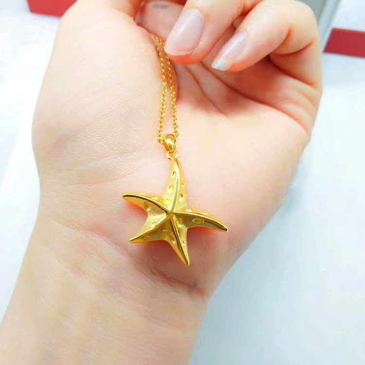 批发黄铜镀厚金海星吊坠真空电镀仿金首饰品实体电商