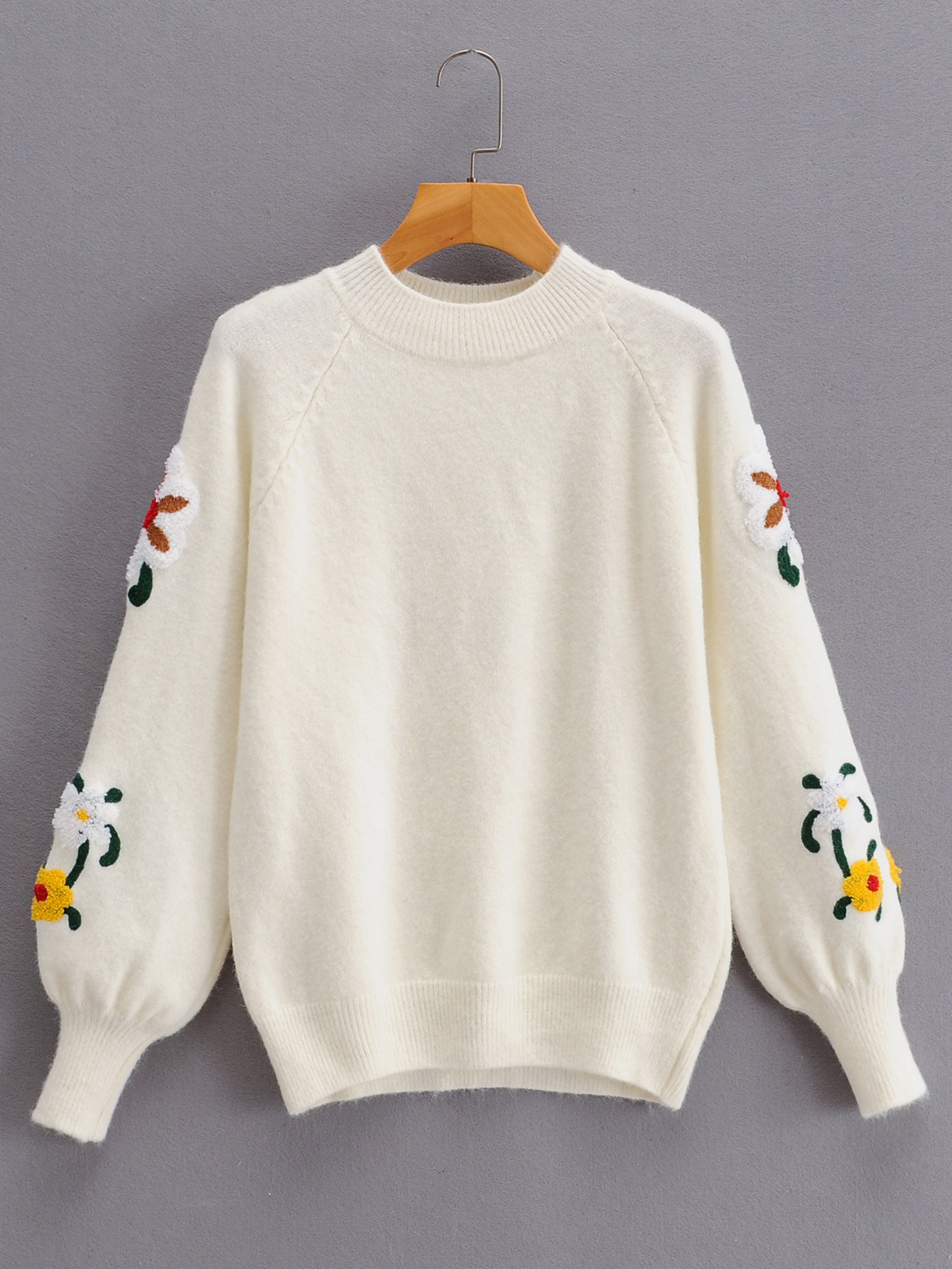 2020冬季女装手工刺绣圆领针织套头毛衣5498