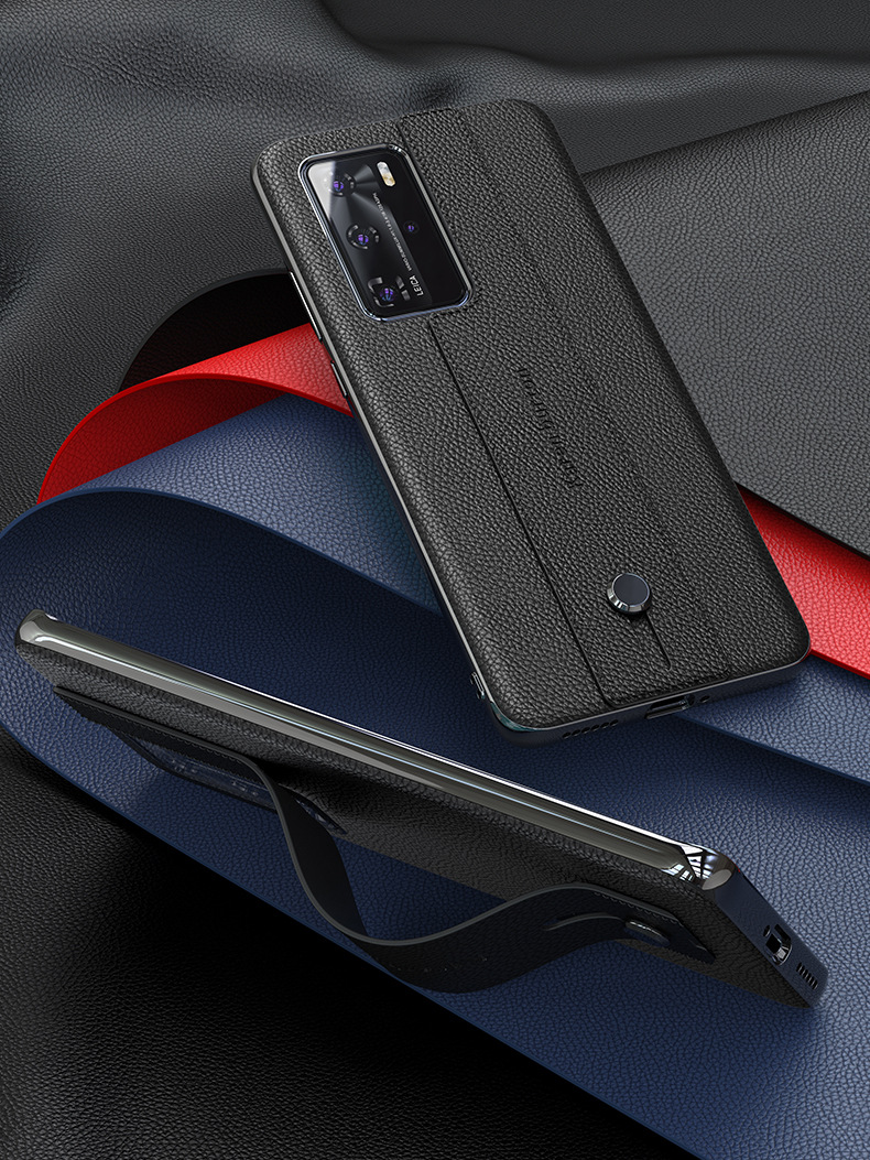 适用于华为p40pro手机壳真皮p40保护套支架防摔个性超薄手机套5g