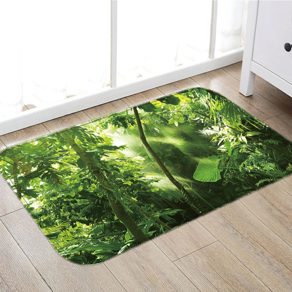 绿色原始森林创意款防水地垫进门超细纤维地毯提供图片数据包