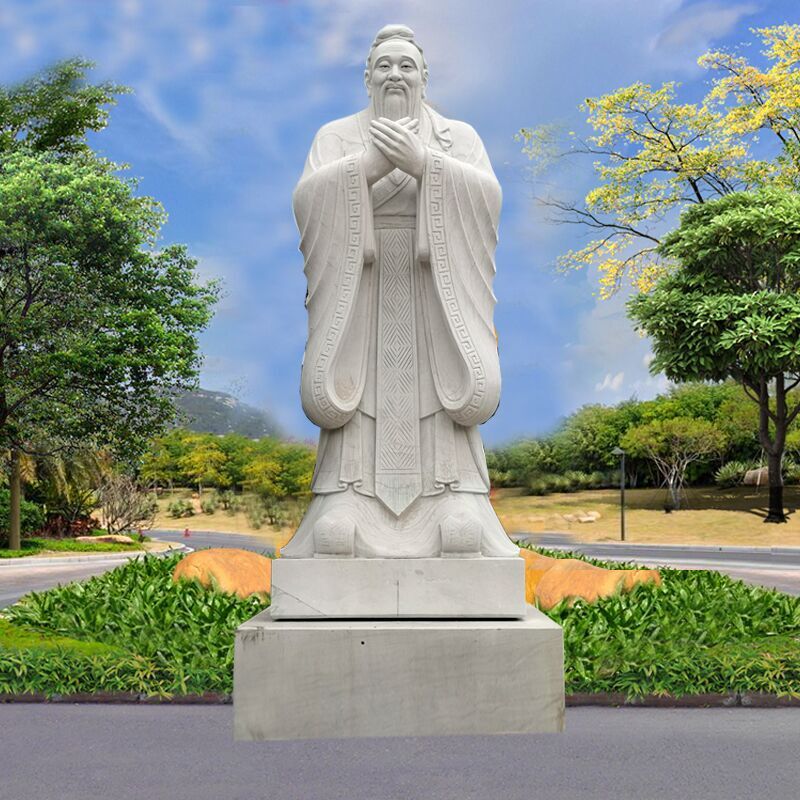 石雕孔汉白玉孔夫子雕像校园名人半身雕塑摆件厂家供应