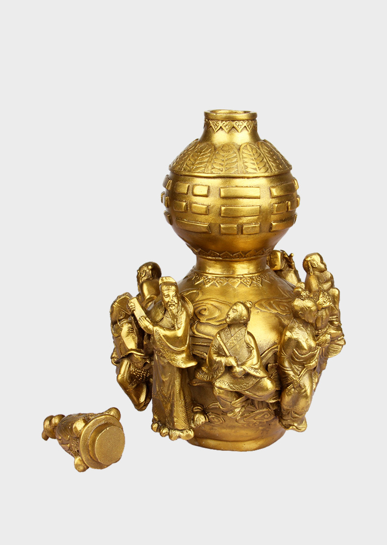 中式黄铜葫芦摆件八仙葫芦开盖葫芦八仙过海铜葫芦工艺品