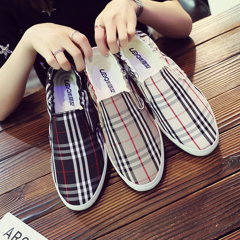 夏季新款雨伞布鞋子男夏季透气帆布乐福鞋男懒人一脚蹬休闲鞋男鞋