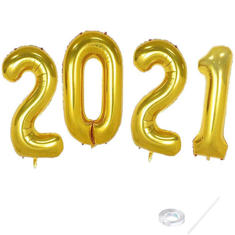 跨境热销大号40寸2021美版数字套装铝膜气球新年派对装饰用品气球