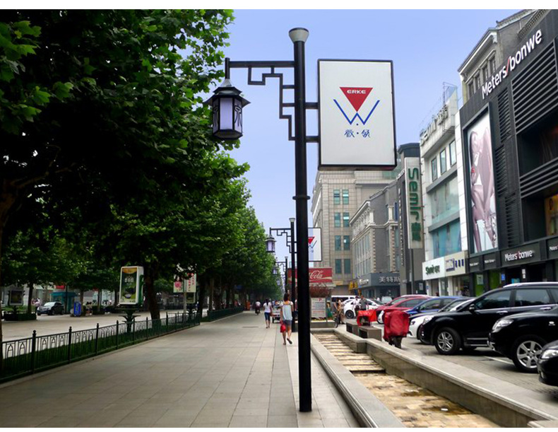 厂家供应发光路杆卡布双面广告灯杆灯箱中国结灯杆灯箱防水抗风-阿里