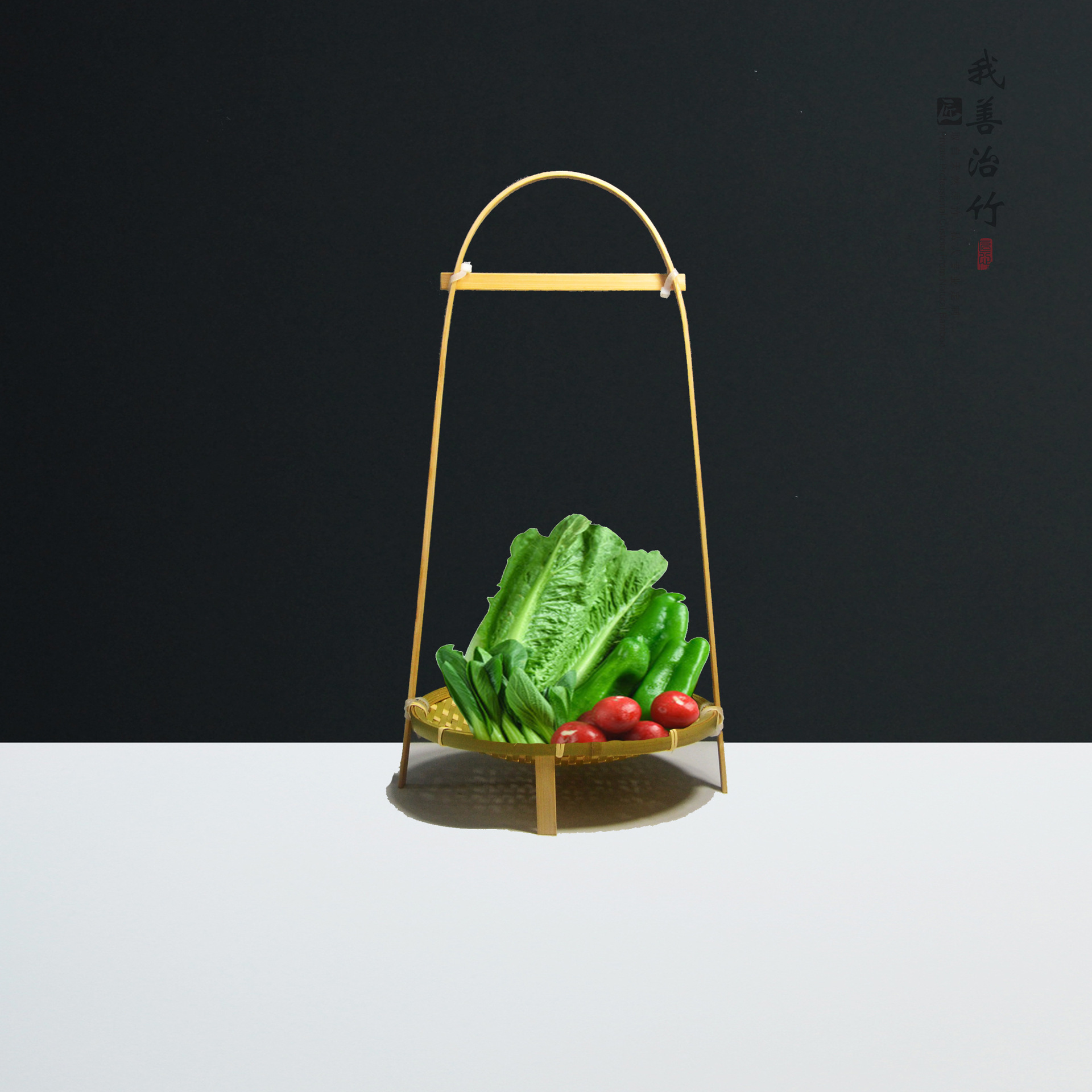 厂家定制火锅菜篮提篮竹编火锅菜筐竹子菜盘食物器具火锅料理碟