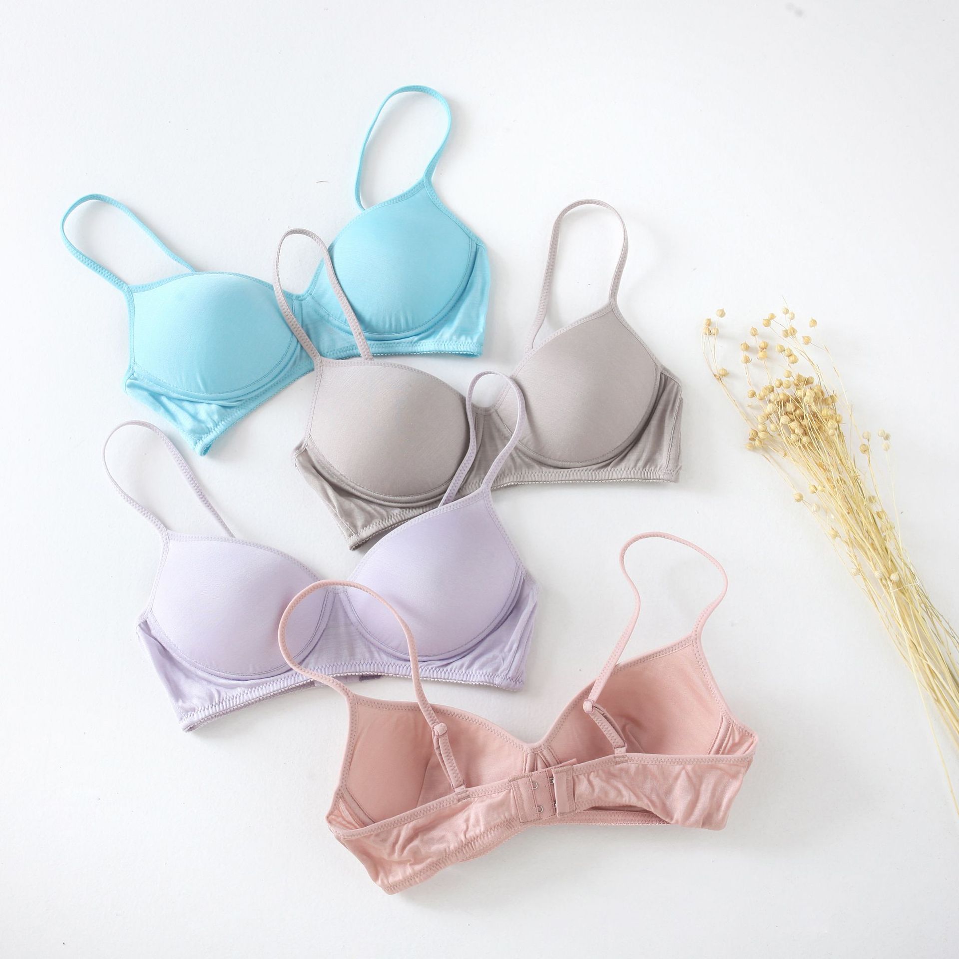 日系少女真丝内衣女生薄款无钢圈文胸桑蚕丝胸罩女批发代发