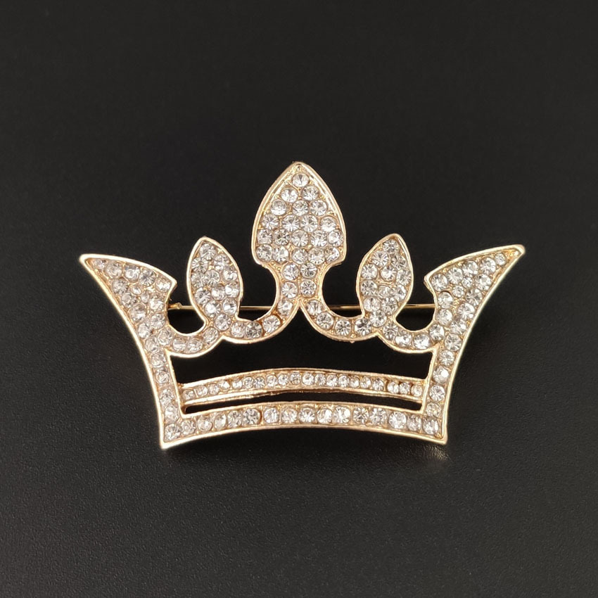 Korean Style Alloy Rhinestone Crown Brooch Temperament Suit Business Wear Clothing Accessories Wardrobe Malfunction Proof Pin Corsage