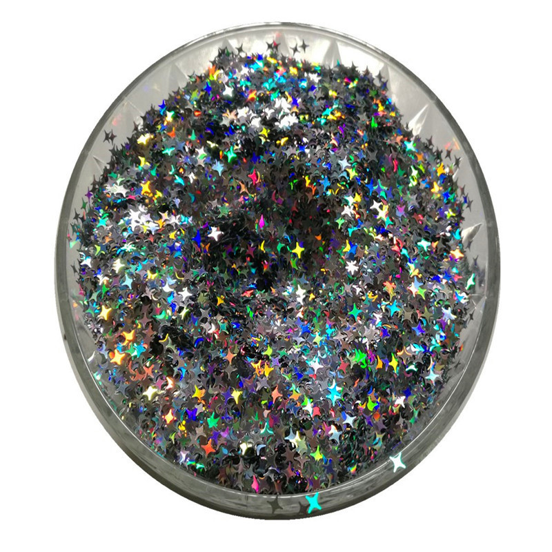新款彩色金葱粉4mm四角星形亮片 彩妆美甲亮片抖音网红闪光镭射片
