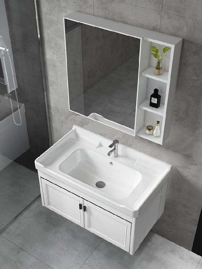 新款浴室柜太空铝简约北中式挂墙式吊柜壁挂漱口洗手脸盆置物