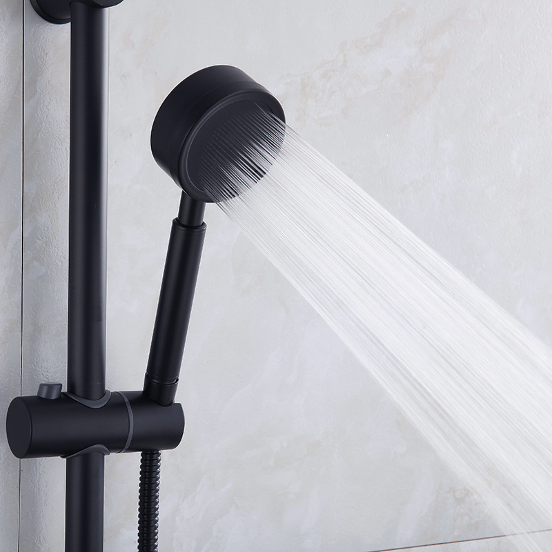 304 Stainless Steel Shower Nozzle Supercharged Small Waist Home Shower Rain Black Hand-Held Shower Set