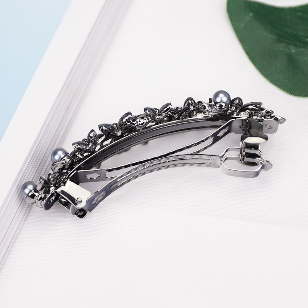 新款奢华高档发夹外贸爆款复古幸运四叶草水钻弹簧夹女士发饰批发