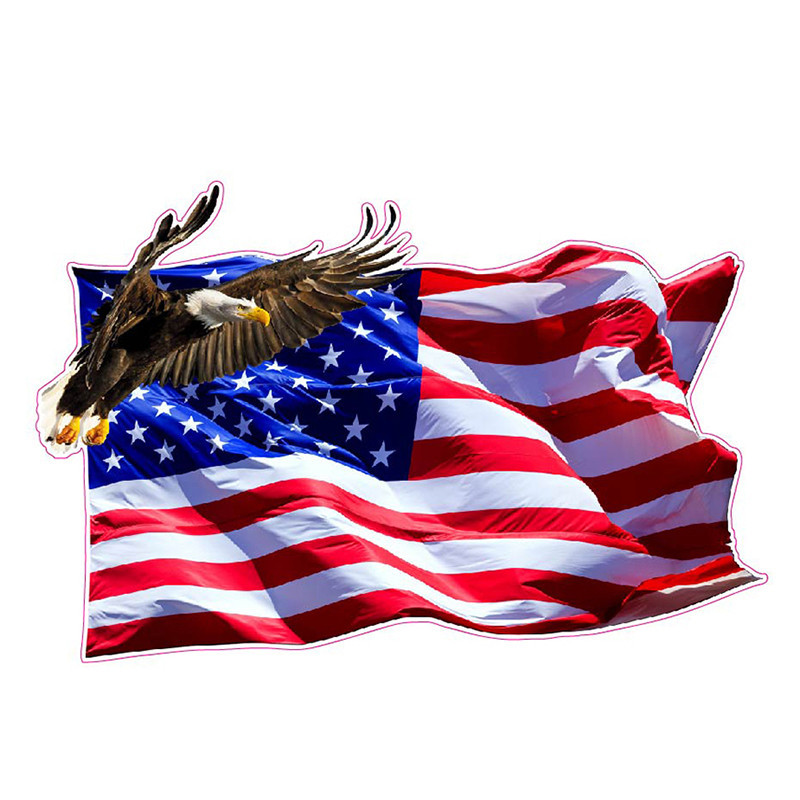 aliauto美国国旗飞鹰乙烯车贴suv车窗保险杠后备箱汽车贴纸13x9cm